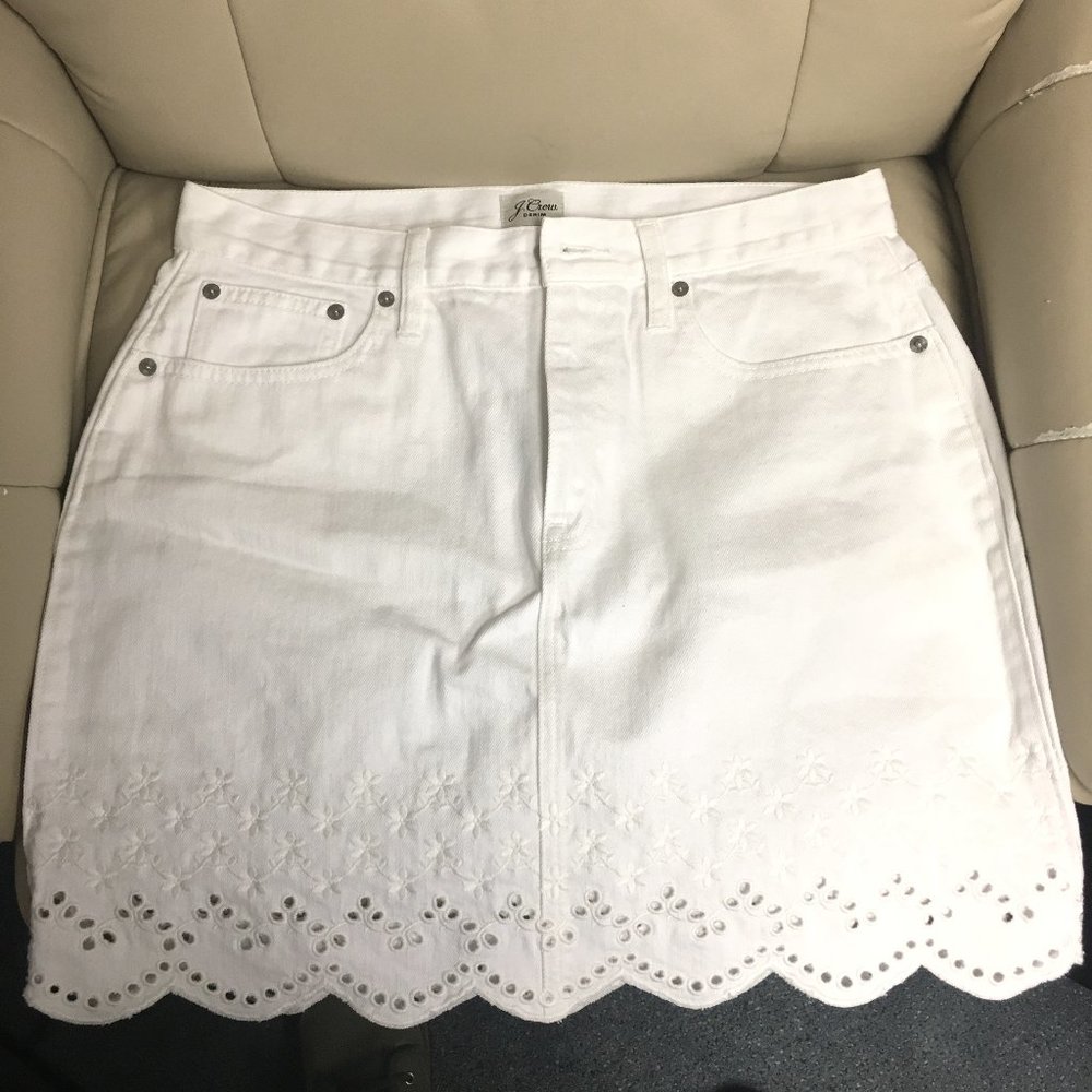 J. Crew White Denim Mini Skirt - Size 28 NWT